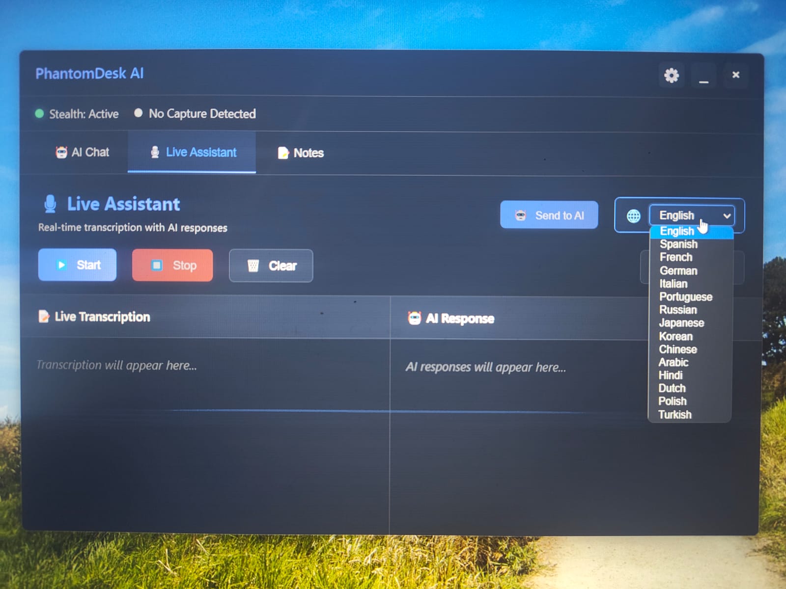PhantomDesk AI Live Transcription
